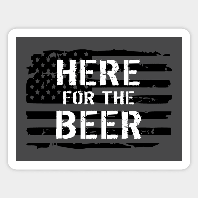 Here For The Beer Distressed Flag Sticker by LaurenElin